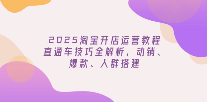 2025淘宝开店运营教程更新，直通车技巧全解析，动销、爆款、人群搭建-创薯资源