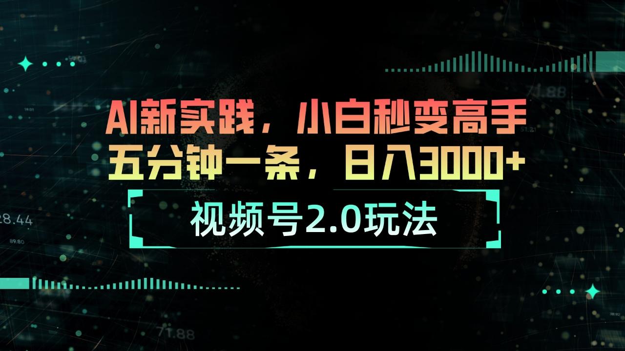 视频号2.0玩法 AI新实践，小白秒变高手五分钟一条，日入3000+-创薯资源