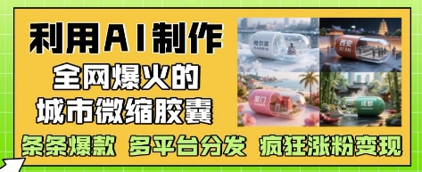 利用AI制作全网爆火的城市微缩胶囊，条条爆款， 多平台分发，疯狂涨粉变现-创薯资源