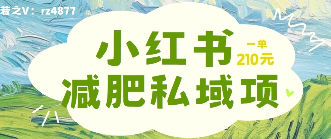小红书减肥粉，私域变现项目，一单就达210元，小白也能轻松上手【揭秘】-创薯资源