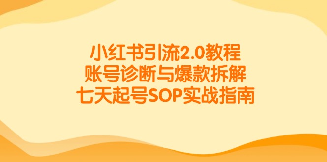 小红书引流2.0教程，账号诊断与爆款拆解，七天起号SOP实战指南-创薯资源