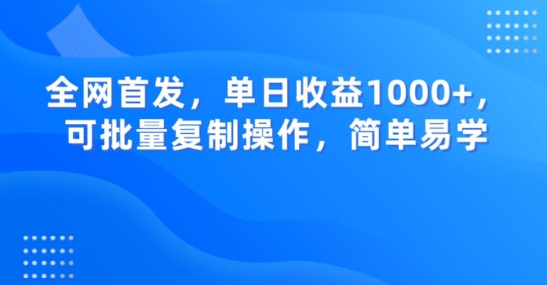 全网首发，单日收益1000+，可批量复制操作，简单易学【揭秘】-创薯资源