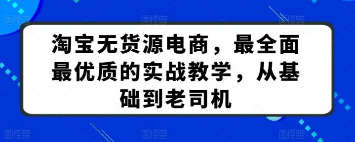 淘宝无货源电商，最全面最优质的实战教学，从基础到老司机-创薯资源