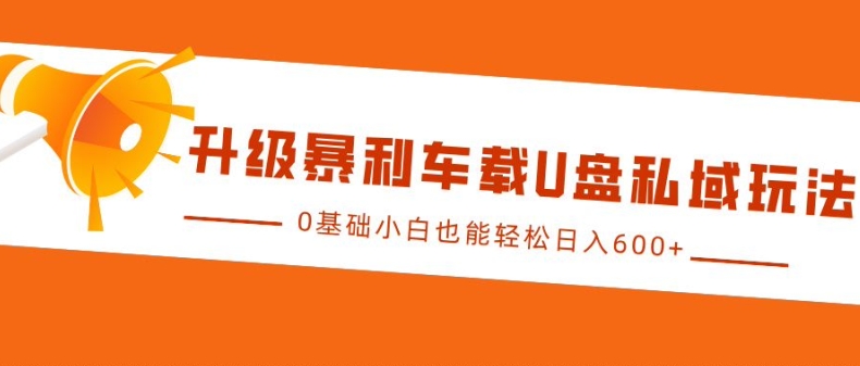 升级暴利车载U盘私域玩法，0基础小白也能轻松日入多张【揭秘】-创薯资源