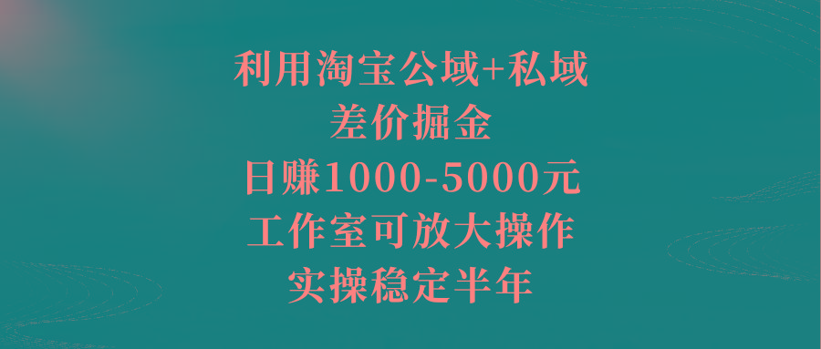 利用淘宝公域+私域差价掘金，日赚1000-5000元，工作室可放大操作，实操…-创薯资源