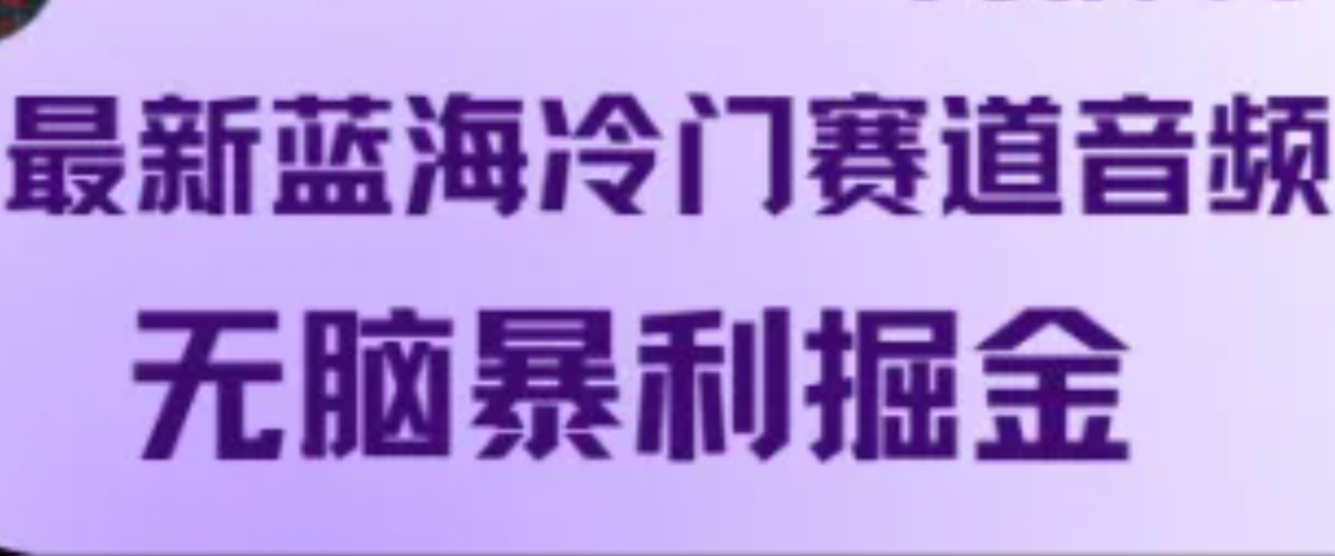 最新蓝海冷门赛道音频，无脑暴利掘金-创薯资源