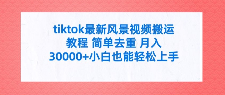 tiktok最新风景视频搬运教程 简单去重 月入3W+小白也能轻松上手【揭秘】-创薯资源