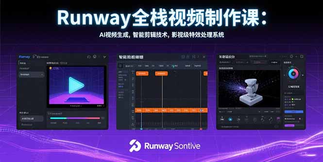 Runway全栈视频制作课：AI视频生成，智能剪辑技术，影视级特效处理系统-创薯资源