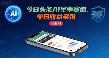 今日头条AI军事赛道，单日收益多张 ，手机可做【附指令】-创薯资源