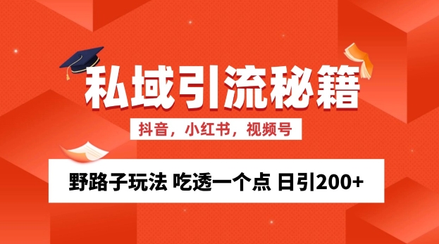 私域流量的精准化获客方法 野路子玩法 吃透一个点 日引200+ 【揭秘】-创薯资源