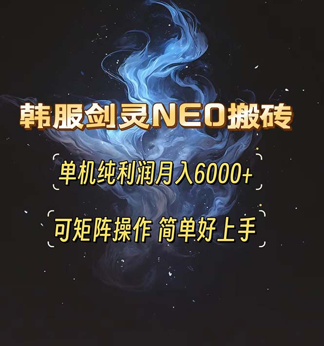 韩服剑灵NEO搬砖攻略，单机纯利润月入6000+ 可矩阵操作，简单好上手。-创薯资源