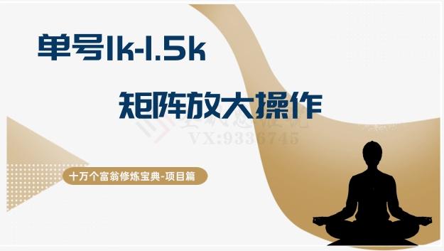 十万个富翁修炼宝典15.单号1k-1.5k，矩阵放大操作-创薯资源