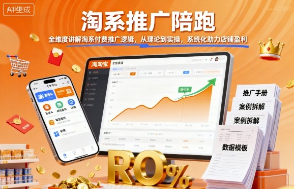 淘系推广陪跑，全维度讲解淘系付费推广逻辑，从理论到实操，系统化助力店铺盈利-创薯资源