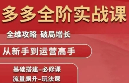 拼多多全阶实战课程，全维攻略，破局增长，从新手到运营高手-创薯资源