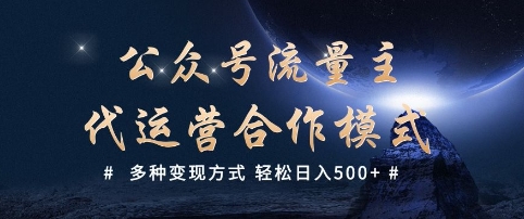 公众号流量主代运营  多种变现方式 轻松日入5张【揭秘】-创薯资源