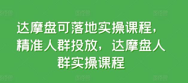 达摩盘可落地实操课程，精准人群投放，达摩盘人群实操课程-创薯资源