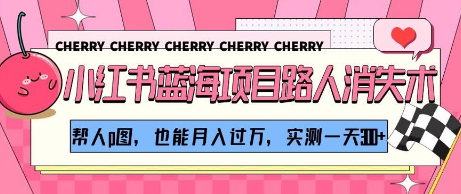 小红书蓝海项目路人消失术，帮人p图，也能月入过万，实测一天300+【揭秘】-创薯资源