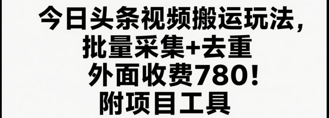 今日头条视频搬运玩法，软件一键去重，轻松日入500+附项目工具-创薯资源