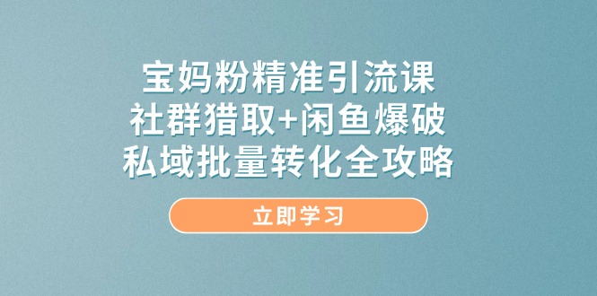 宝妈粉精准引流课，社群猎取+闲鱼爆破，私域批量转化全攻略-创薯资源