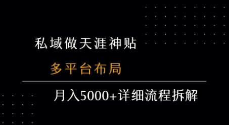 私域做天涯神贴 多平台布局 月入5k+详细流程拆解-创薯资源