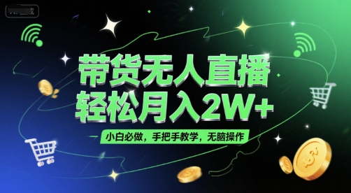 带货无人直播，轻松月入2W+，小白必做，手把手教学，无脑操作(附学习资料)-创薯资源
