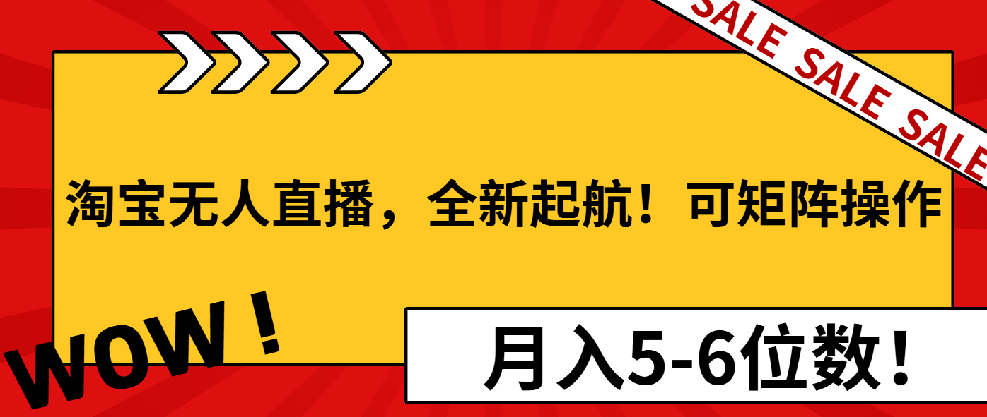 淘宝无人直播，全新起航！可矩阵操作，月入5-6位数！-创薯资源