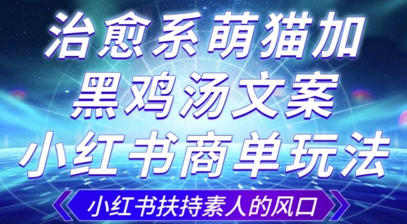 治愈系萌猫加+黑鸡汤文案，小红书商单玩法，3~10天涨到1000粉，一单200左右-创薯资源