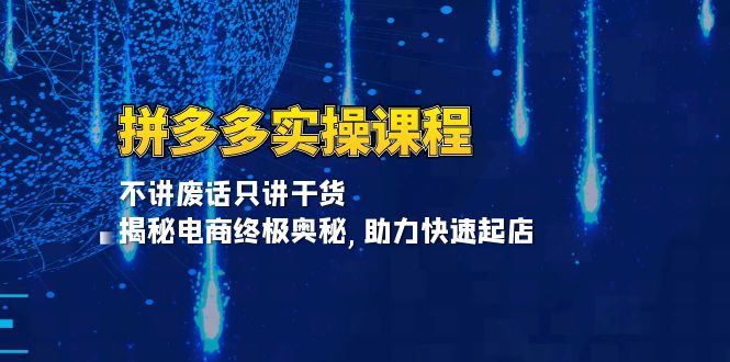 拼多多实操课程：不讲废话只讲干货, 揭秘电商终极奥秘,助力快速起店-创薯资源