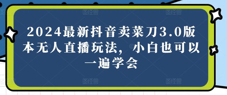 2024最新抖音卖菜刀3.0版本无人直播玩法，小白也可以一遍学会【揭秘】-创薯资源