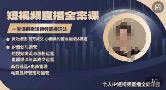 高品质IP短视频直播全案课程，一堂课俯瞰短视频直播玩法-创薯资源