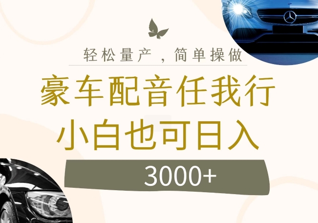 不为人知的暴力小项目，豪车配音，日入几张【揭秘】-创薯资源