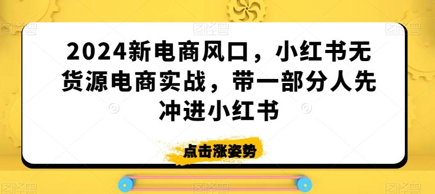 2024新电商风口，小红书无货源电商实战，带一部分人先冲进小红书-创薯资源