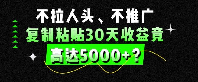 不拉人头、不推广，复制粘贴30天收益竟高达5000+？-创薯资源