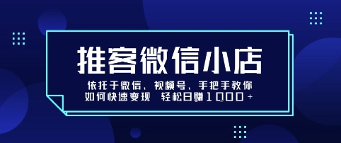 推客微信小店依托于微信、视频号，手把手教你如何快速变现 轻松日入1k+【揭秘】-创薯资源