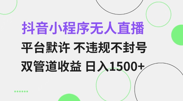 抖音小程序无人直播 平台默许 不违规不封号 双管道收益 日入多张 小白也能轻松操作【仅揭秘】-创薯资源