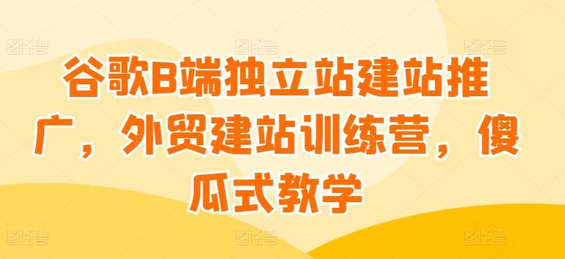 谷歌B端独立站建站推广，外贸建站训练营，傻瓜式教学-创薯资源