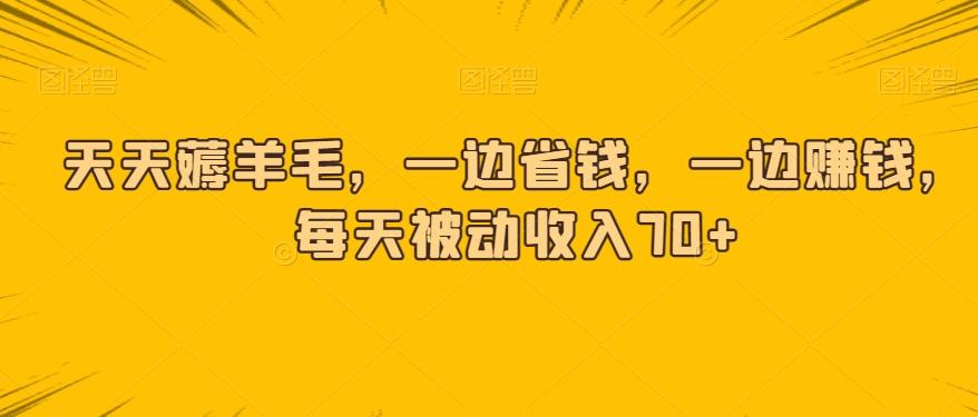 天天薅羊毛，一边省钱，一边赚钱，每天被动收入70+-创薯资源