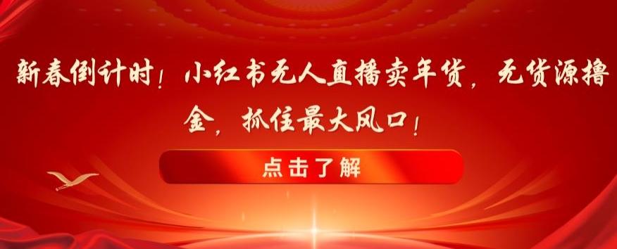 新春倒计时！小红书无人直播卖年货，无货源撸金，抓住最大风口【揭秘】-创薯资源