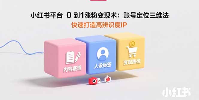 小红书平台0到1涨粉变现术：账号定位三维法，快速打造高辨识度IP-创薯资源