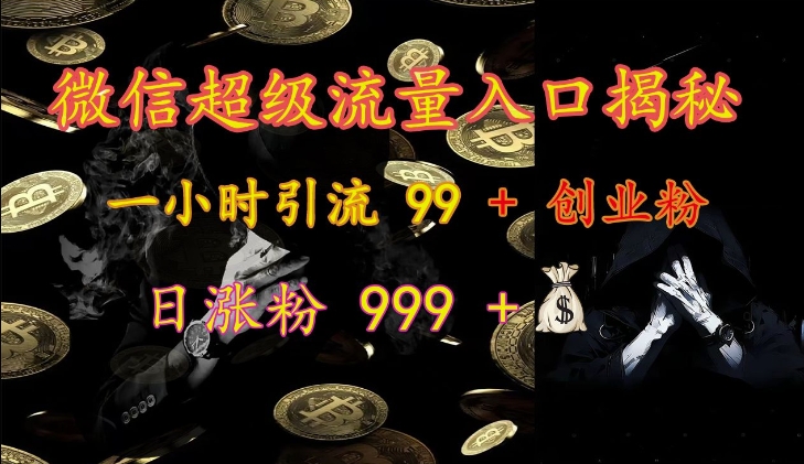 微信超级流量入口揭秘：一小时引流 99 + 创业粉，日涨粉 999 +-创薯资源