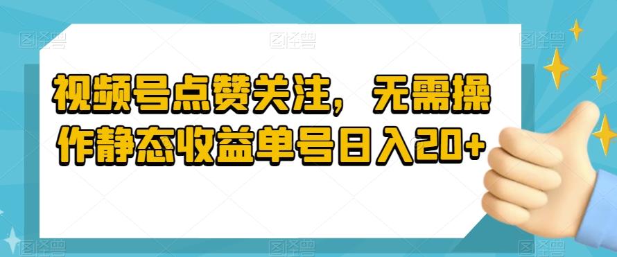 视频号点赞关注，无需操作静态收益单号日入20+-创薯资源
