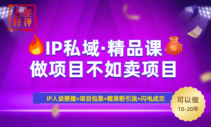 2025年“IP私域·密训精品课”，日赚3000+小白避坑年赚百万，暴力引流…-创薯资源