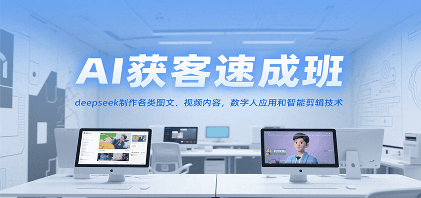 AI获客速成班，deepseek制作各类图文、视频内容，数字人应用和智能剪辑技术-创薯资源