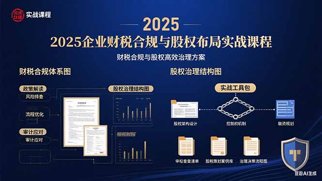 2025企业财税合规与股权布局的实战课程：财税合规与股权高效治理方案-创薯资源