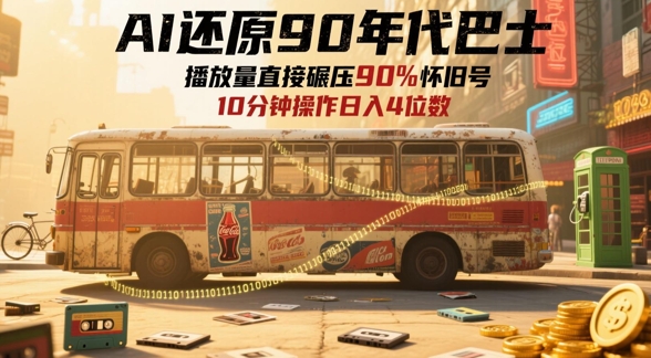 AI还原90年代巴士，一帧就让70后泪崩，播放量直接碾压90%怀旧号，每天操作十分钟，日入四位数-创薯资源