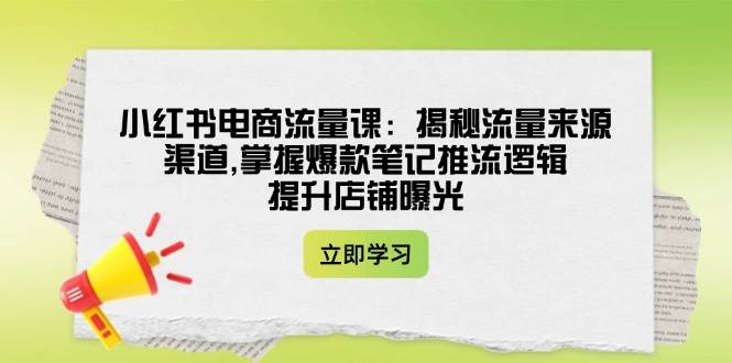 小红书电商流量课：揭秘流量来源渠道,掌握爆款笔记推流逻辑,提升店铺曝光-创薯资源