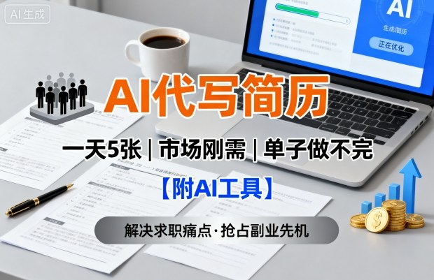 AI代写简历，一天5张，今年找工作难，市场刚需，单子做不完【附AI工具】-创薯资源
