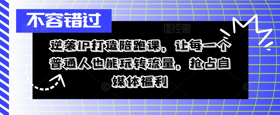 逆袭IP打造陪跑课，让每一个普通人也能玩转流量，抢占自媒体福利-创薯资源