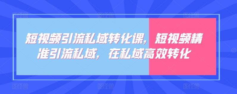 短视频引流私域转化课，短视频精准引流私域，在私域高效转化-创薯资源