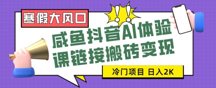 寒假大风口咸鱼抖音AI体验课链接搬砖变现，全网首发冷门项目，小白可日入2K+【揭秘】-创薯资源